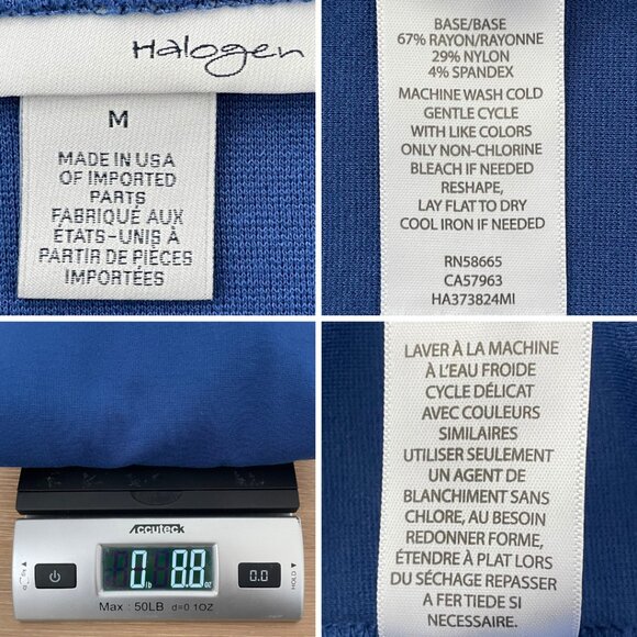 Halogen Shirt Women Medium Royal Blue Ruffle Sleeve Top Stretch HA373824MI - Picture 12 of 12